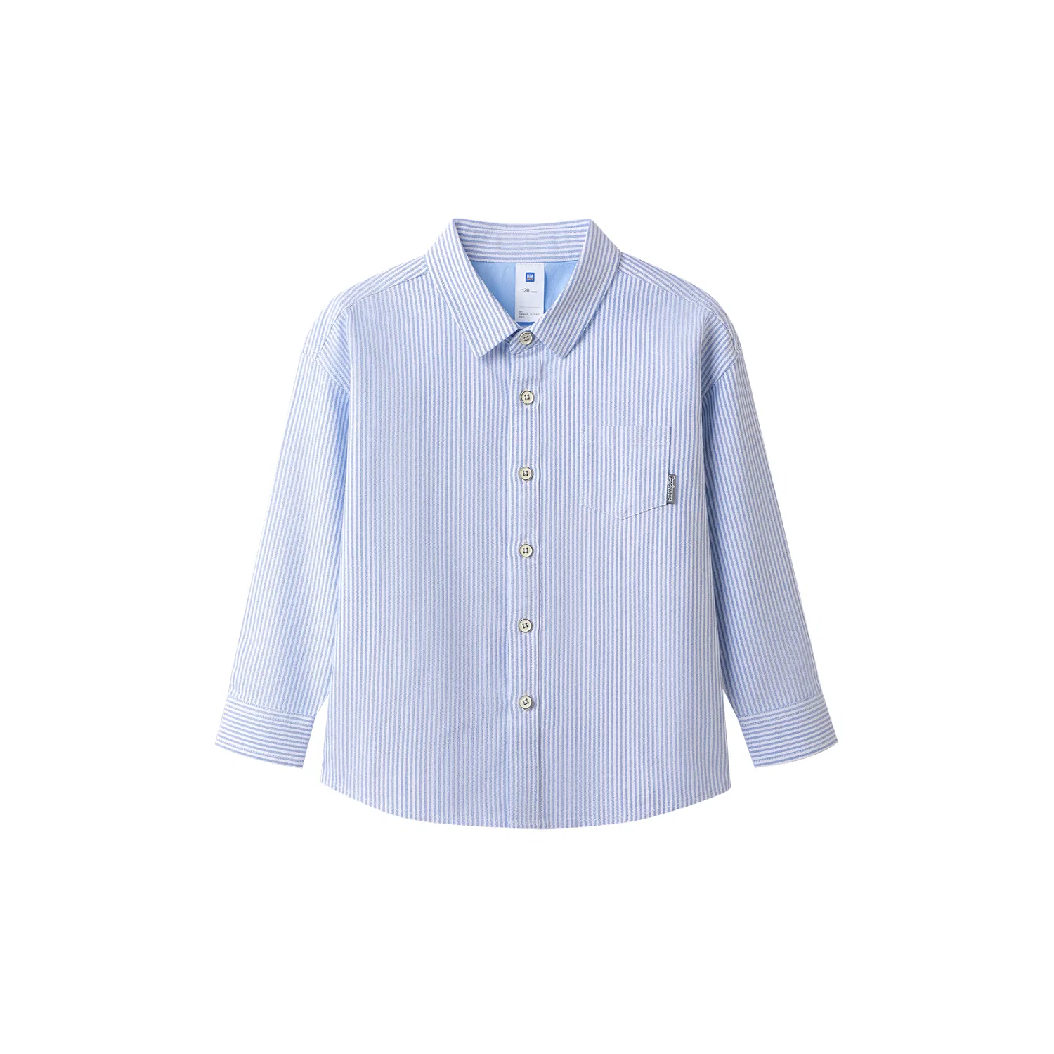 Детская рубашка с длинным рукавом HLA Pre School Casual Shirts Lapel Moderate, Light Blue Stripes 02