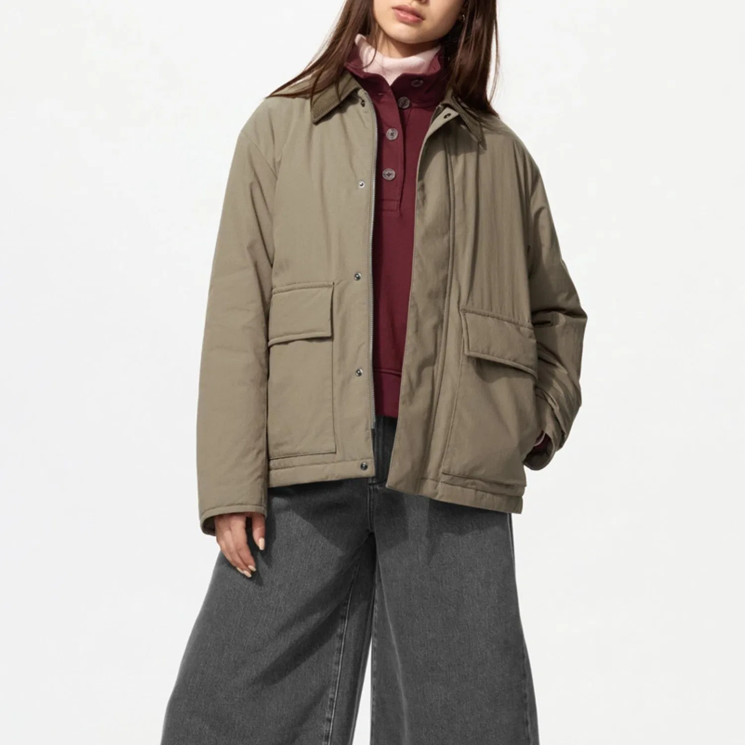 Унисекс пуховик с воротником Khaki UNIQLO — фото 3