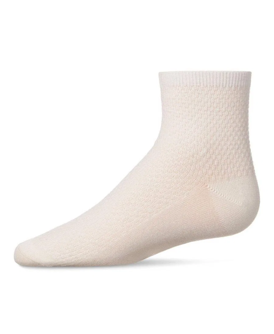 Детские носки-следки с пике-стежком, модель Pique Stitch Anklet MeMoi, Winter White