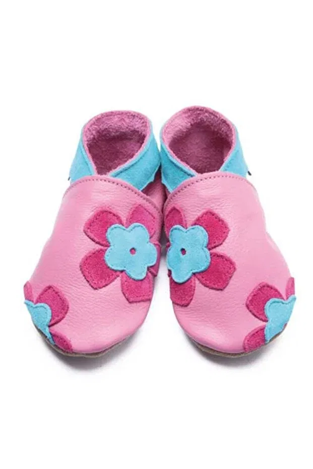 Детские пинетки для девочек кожаные Freya Rose Pink Inch Blue, Pink