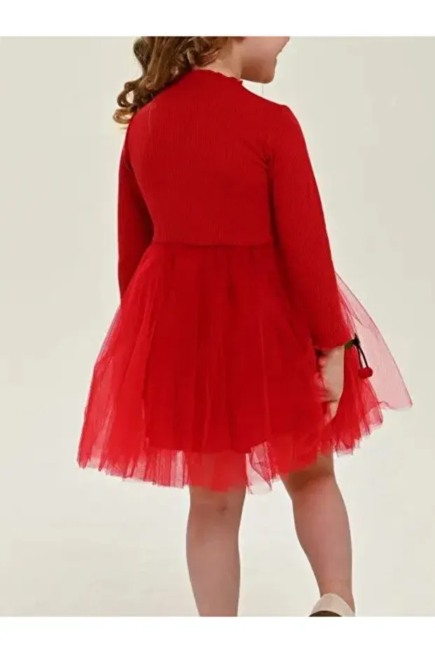 Детское платье для девочек хлопковое с принтом Cherry Nc Gift, Long Red — фото 2