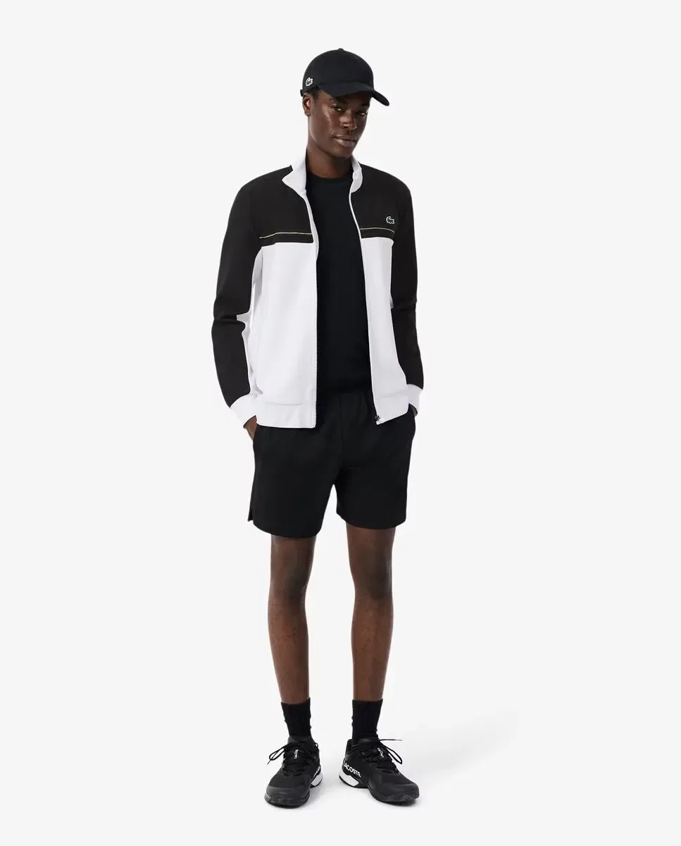 Мужская спортивная кофта на молнии с цветовыми блоками Lacoste, Negro / Blanco — фото 4