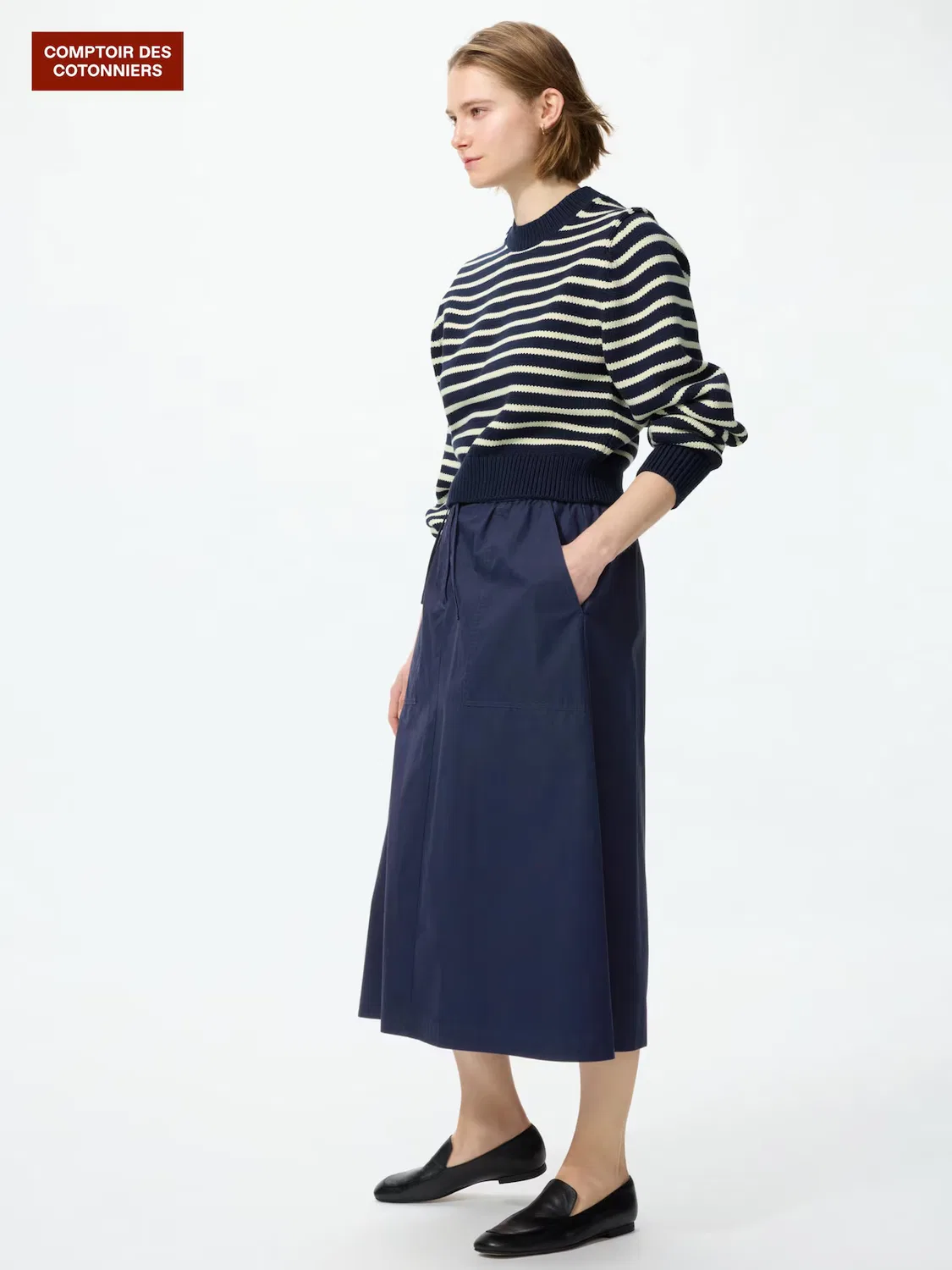 Юбка Uniqlo, хлопковая, синий