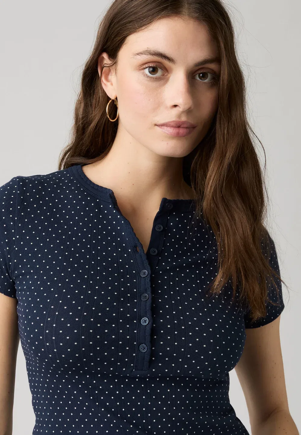 Футболка из тонкой ткани с ажурным узором - базовая футболка Levi'S, Navy — фото 4