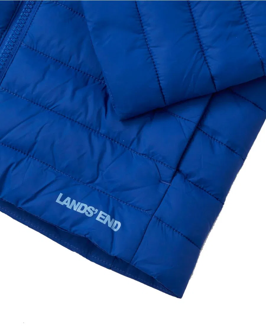Детская куртка с капюшоном и утеплителем Husky FeatherFree Insulated Hooded Packable Jacket Lands' End, Royal Blue — фото 4