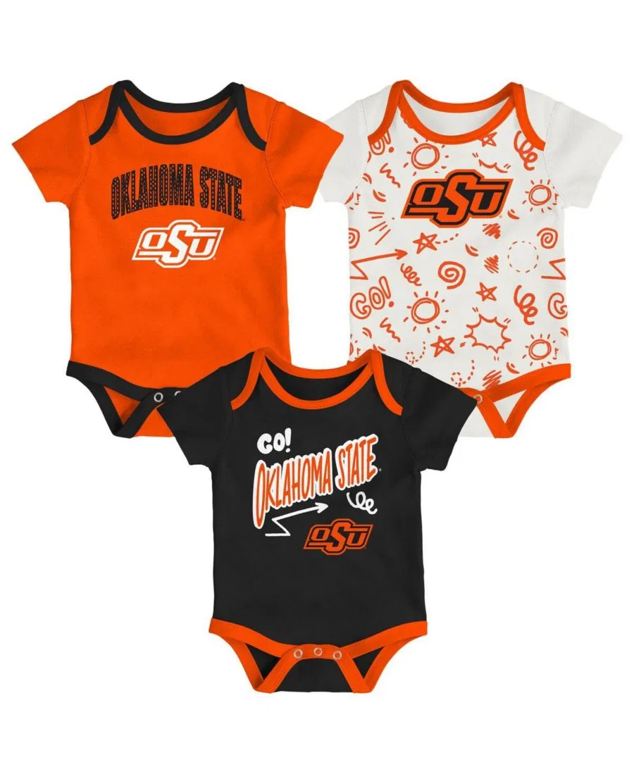 Комплект из 3 боди с коротким рукавом Oklahoma State Cowboys Outerstuff, Orange Black