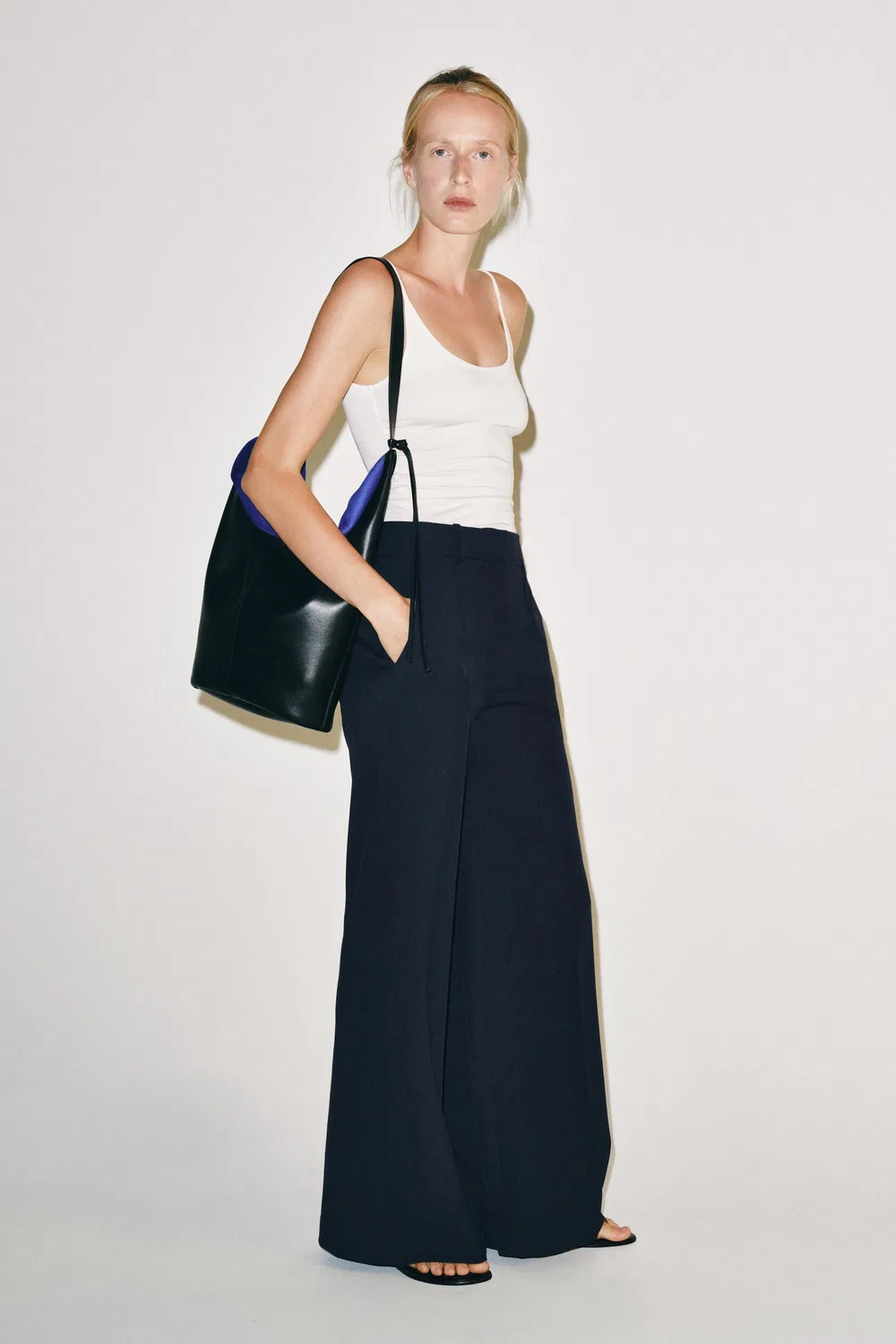 Брюки с широкими штанинами из коллекции ZW ZARA, Navy blue