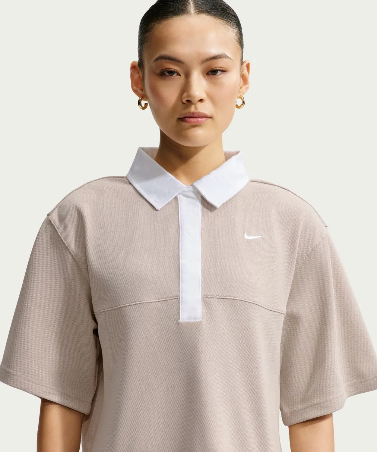 Женское поло с коротким рукавом из хлопка с логотипом NIKE, Белый