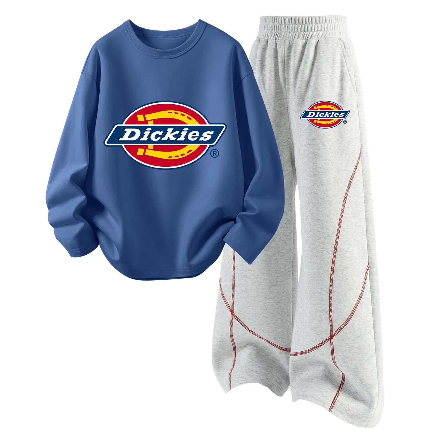 Детский комплект из футера с принтом Dickies, Gray Blue/White Heather Gray