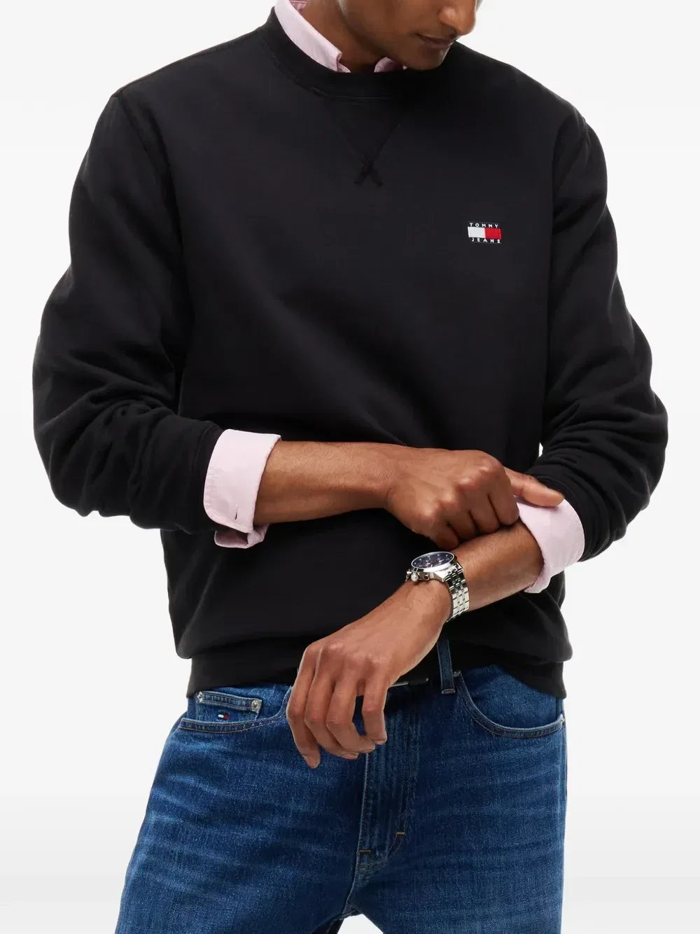 Свитшот с логотипом-нашивкой Tommy Hilfiger, черный — фото 3