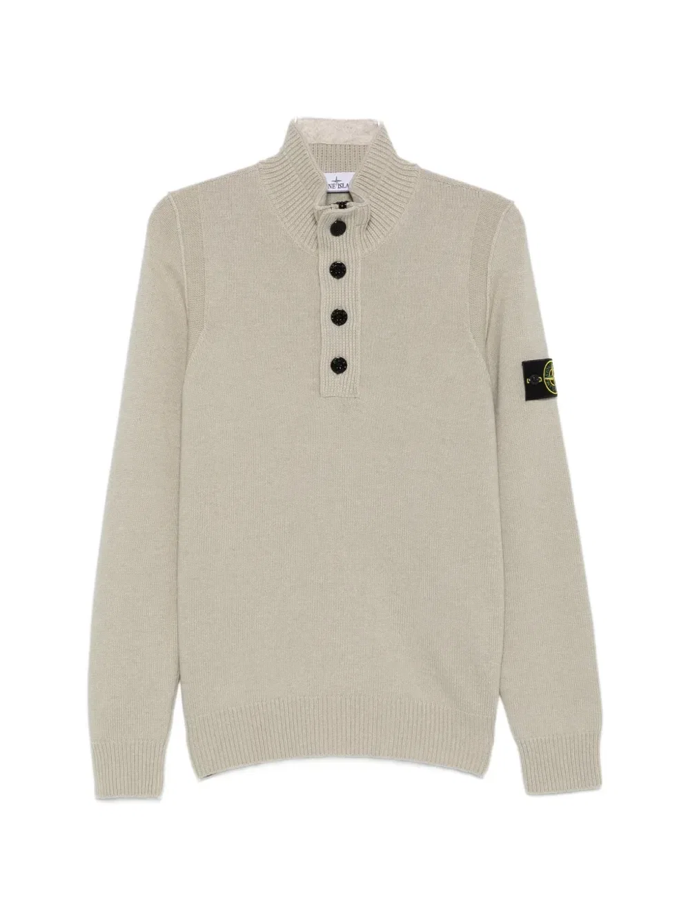 Свитер с длинными рукавами и нашивкой-логотипом Stone Island, бежевый