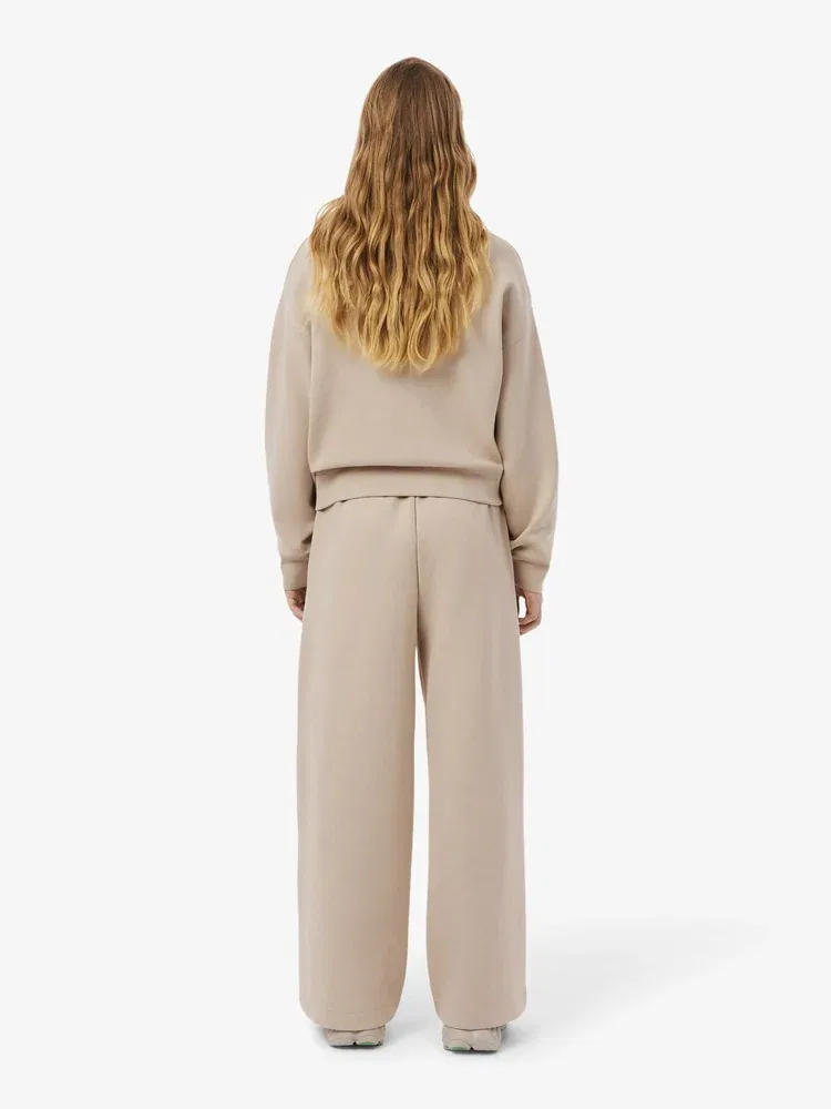 Брюки спортивные LACOSTE Double Face, широкие, бежевые — фото 3
