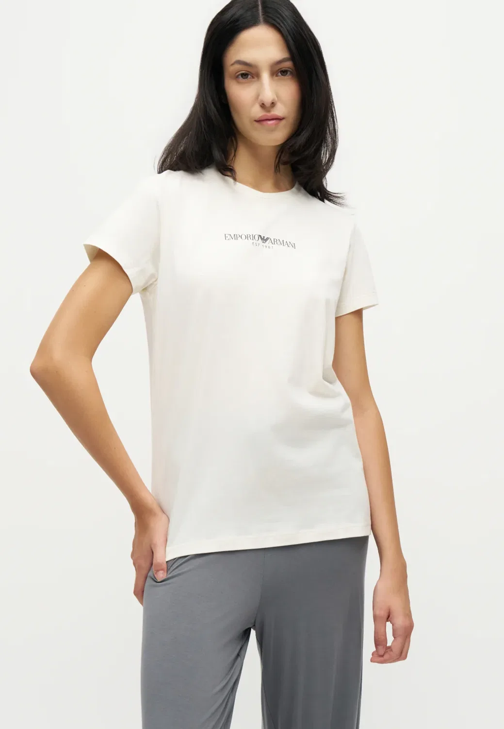 Рубашка с высоким рукавом и круглым вырезом Emporio Armani, White — фото 4