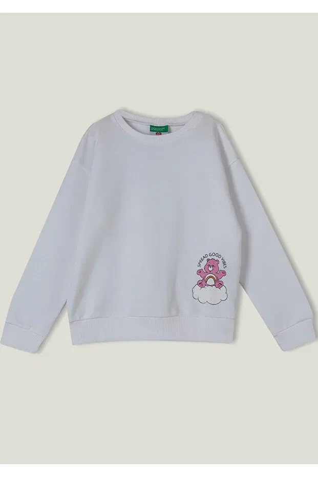 Детская толстовка из футора с длинным рукавом United Colors Of Benetton, White