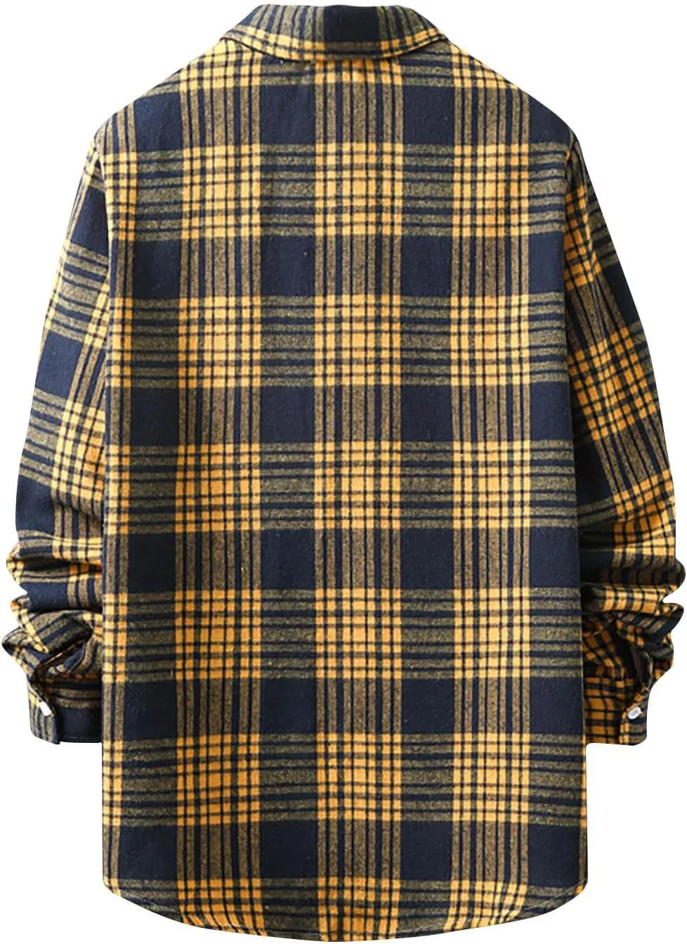 Мужская фланелевая рубашка с длинным рукавом, модель Flannel Shirts for Men, жёлтый — фото 3