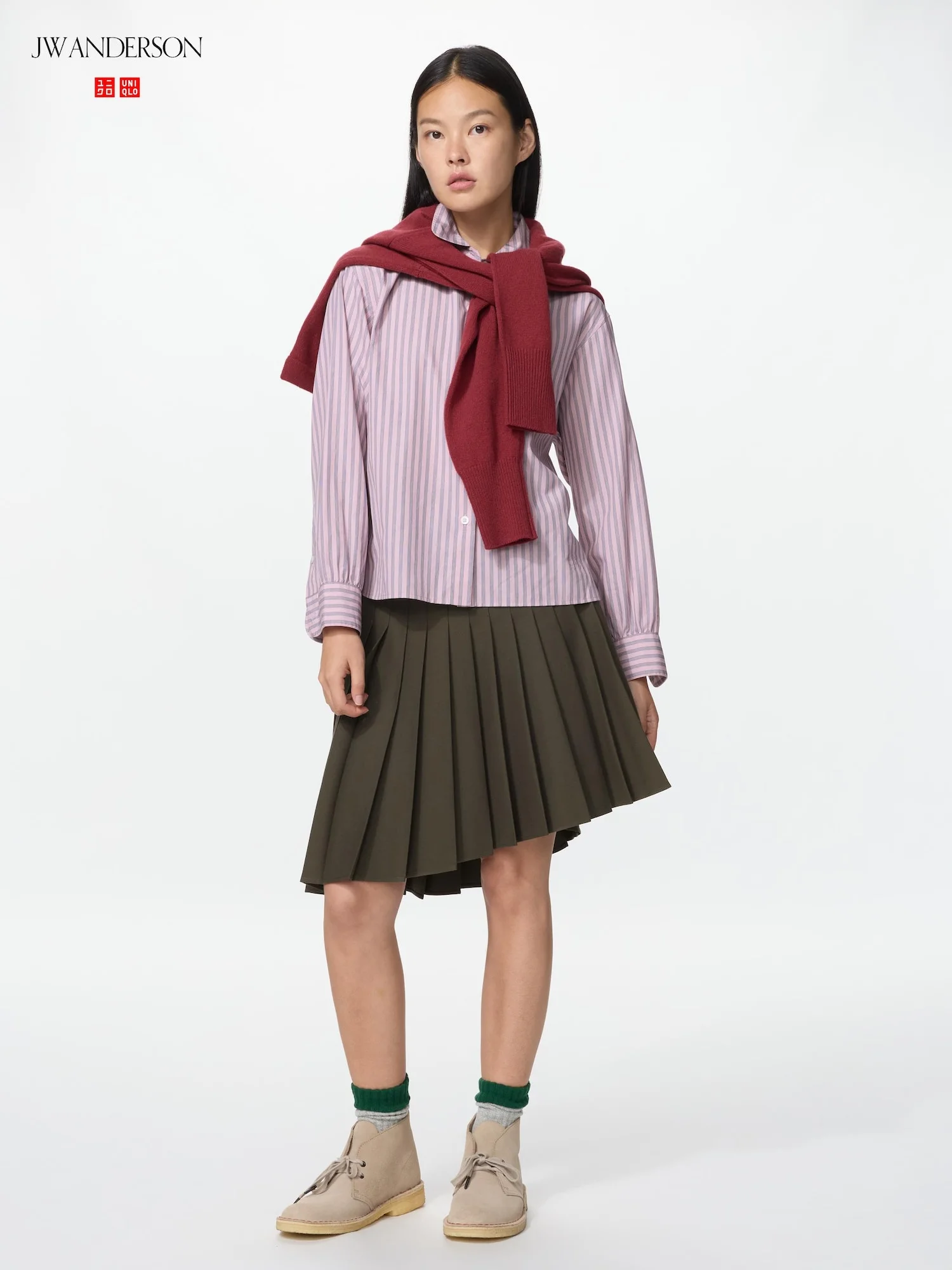 Юбка Uniqlo x JW Anderson Pleated, 36 коричневый
