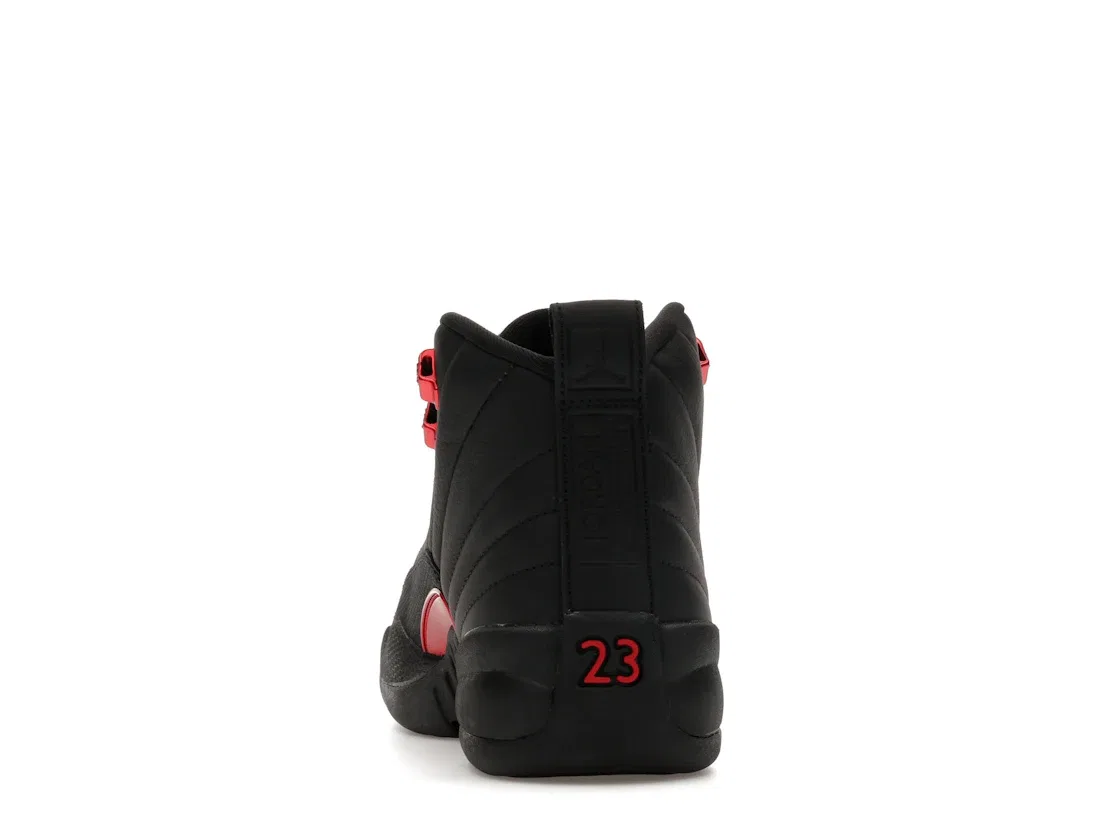 Детские кроссовки с длинным шнурованием Jordan 12 Retro Jordan, Black/Black/Varsity Red — фото 4