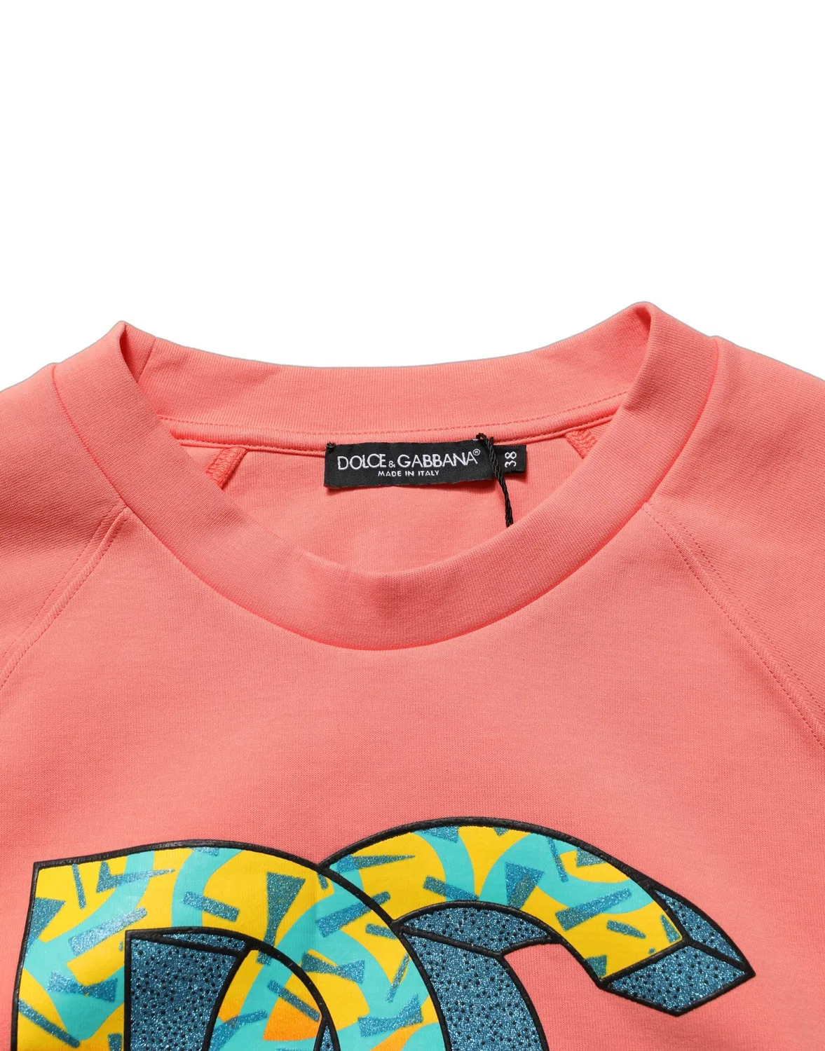 Женский свитшот с принтом укороченный Crew Neck Sweatshirt Dolce & Gabbana, Pink — фото 2
