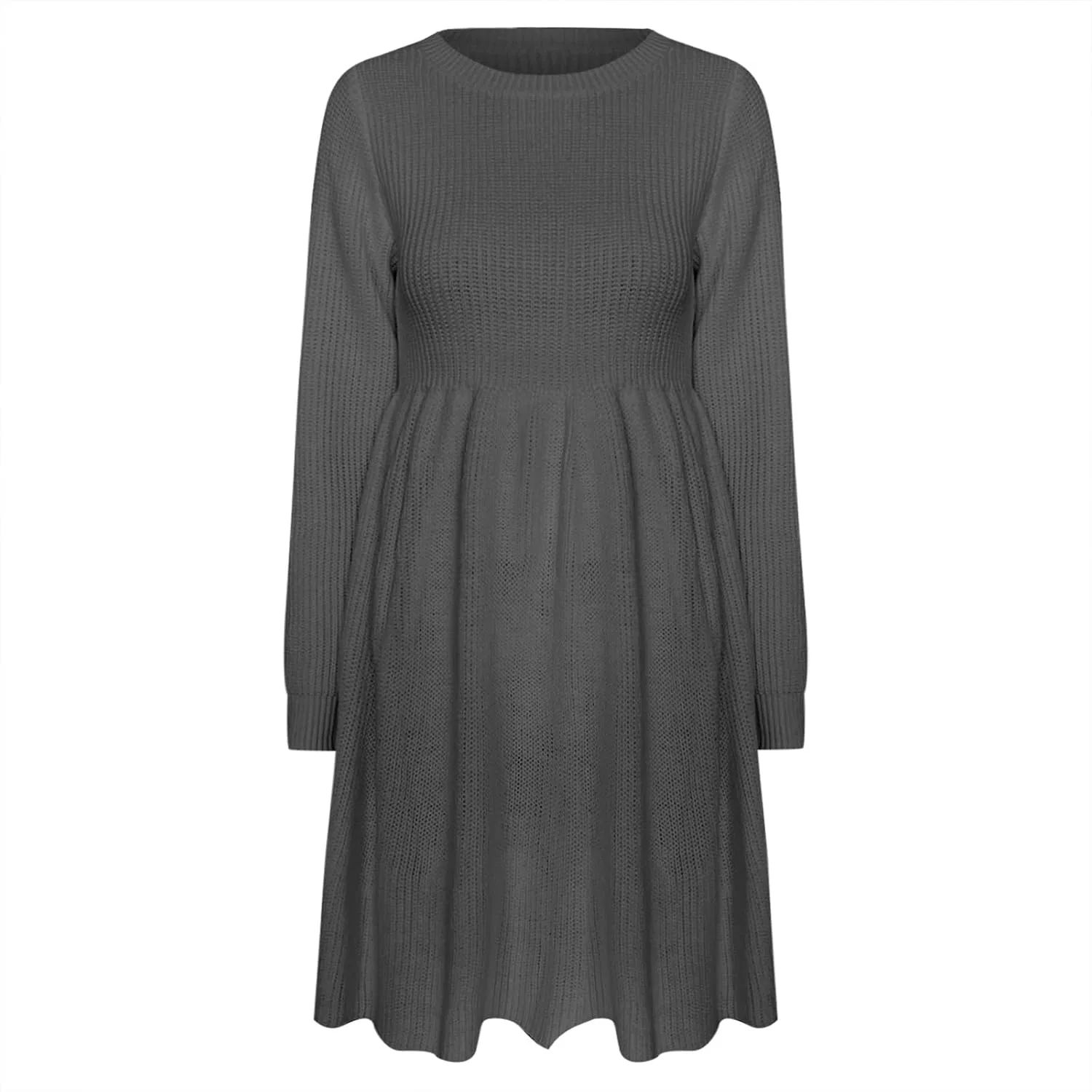 Женское платье-трапеция с длинным рукавом, модель A-Line Babydoll Tunic, серый — фото 3