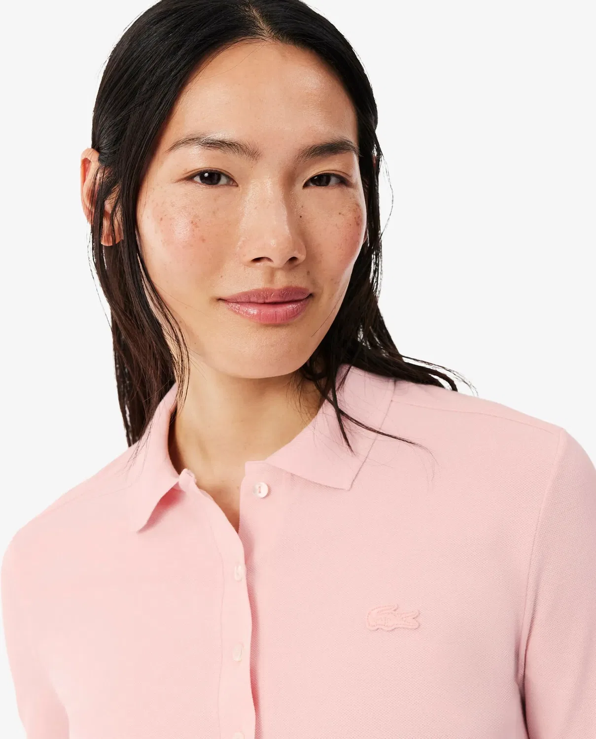 Поло Lacoste Rosa с длинным рукавом, женское, из пике — фото 3