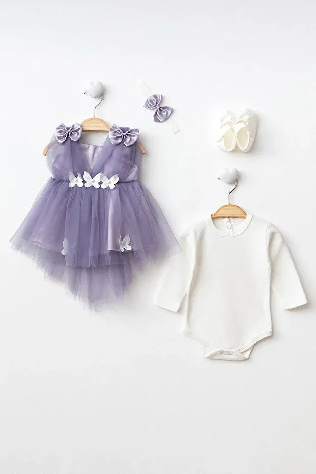 Детское платье для девочек с принтом Butterfly Tail Tulle Dress Mevlüt Party Harry&Millie, Lavender