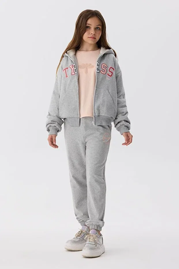 Детские спортивные штаны для девочек с эластичным манжетом Tyess, Gray