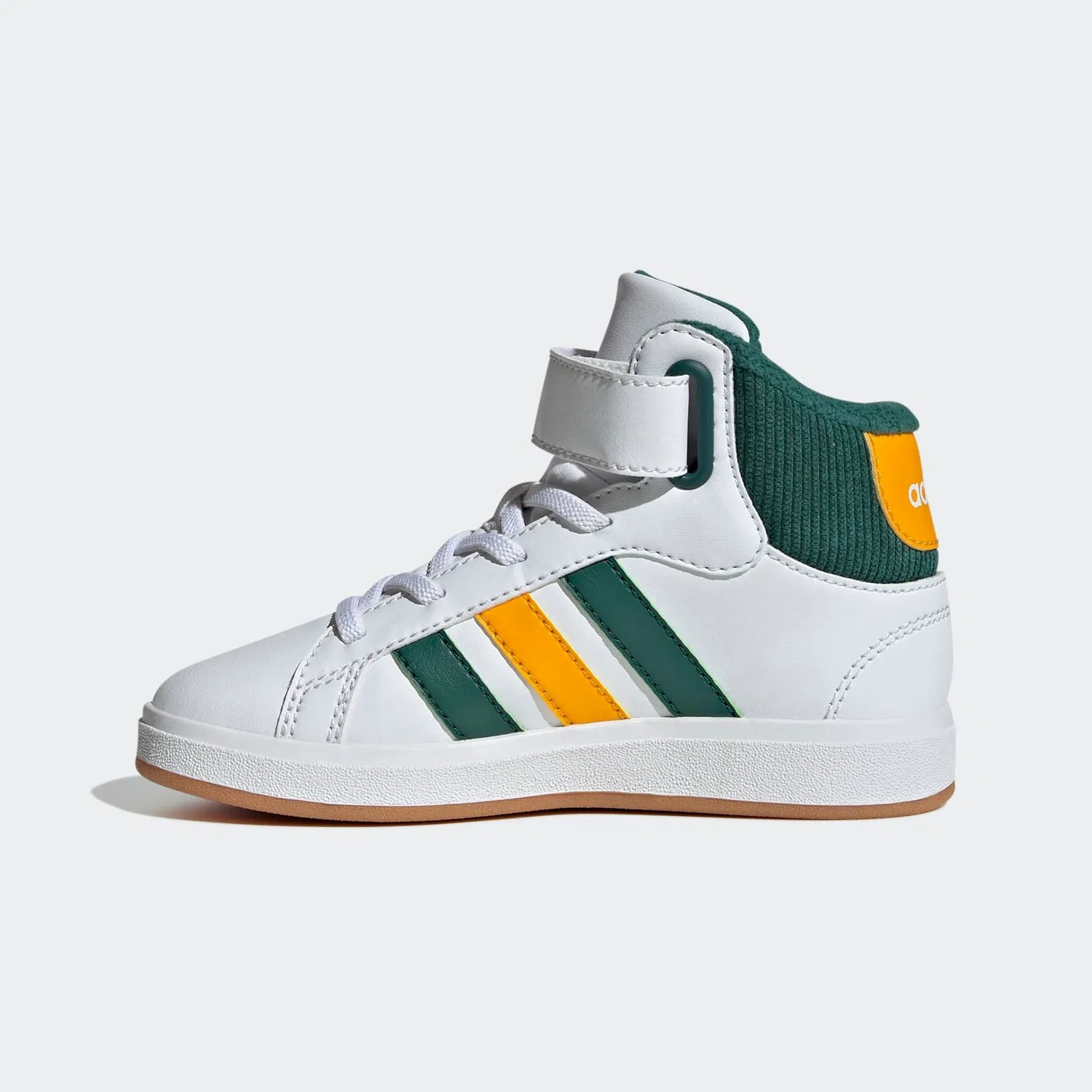 Детские кроссовки полувысокие Grand Court Adidas Sportswear, Cloud White/Collegiate Green/Collegiate Gold — фото 3