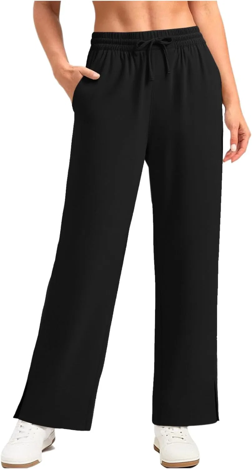 Женские широкие пляжные брюки UPF 50+ с боковым разрезом, Black