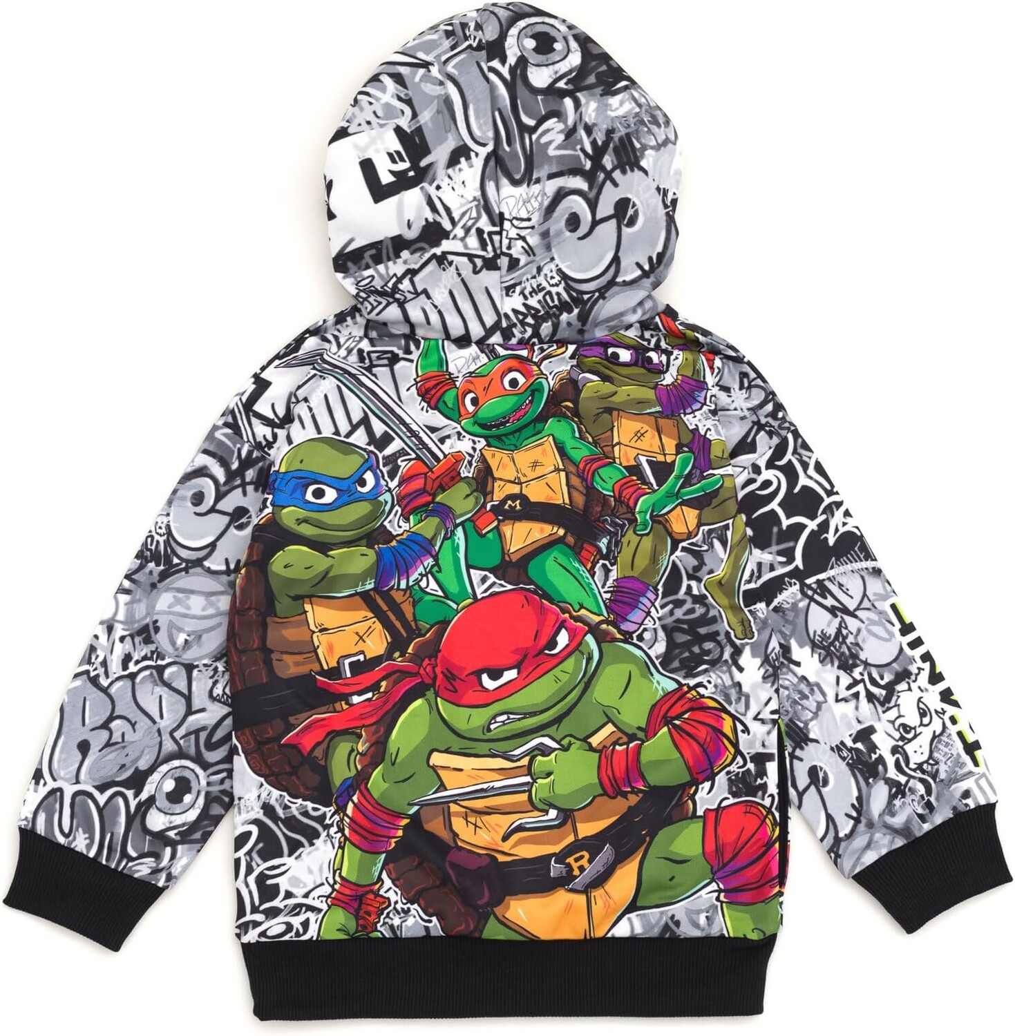 Худи Teenage Mutant Ninja Turtles Fleece, Toddler To Big Kid Sizes (2T - 18-20), черный/белый/серый — фото 2
