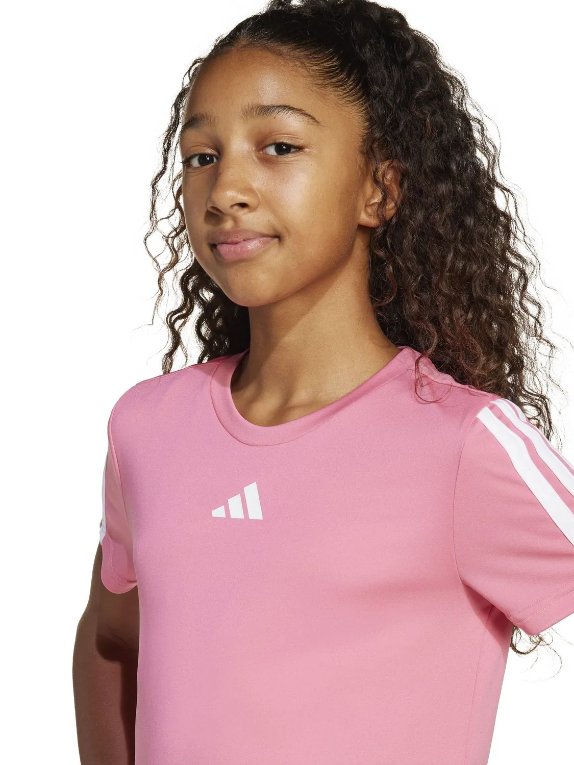 Футболка adidas Training Essentials 3-Stripes, темно-розовая — фото 4