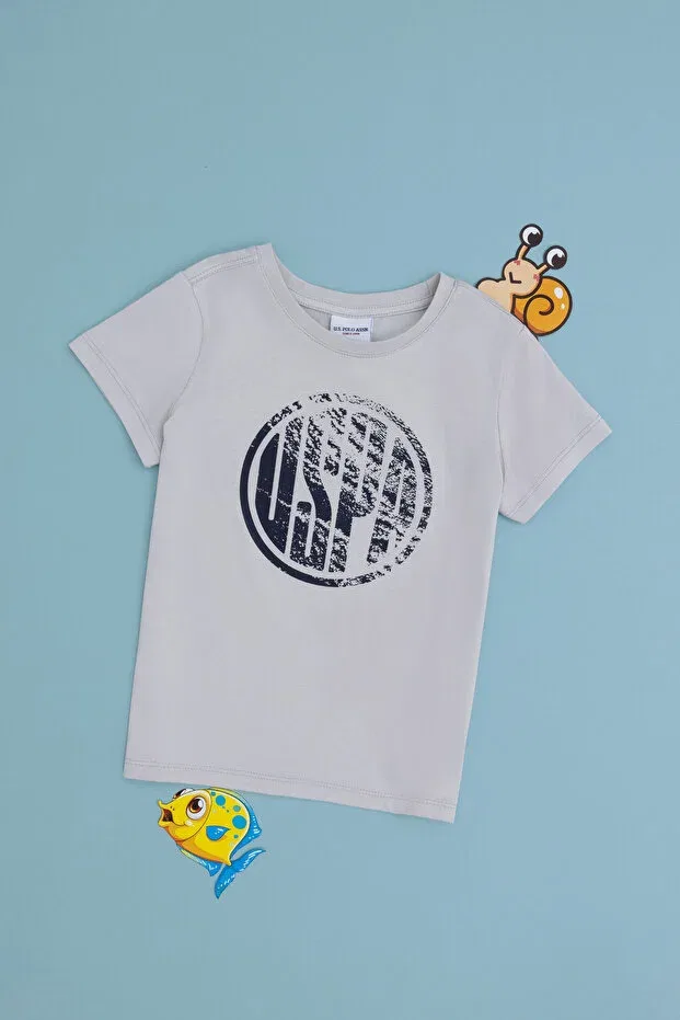 Детская футболка для мальчиков хлопковая с коротким рукавом U.S. Polo Assn., Light Gray