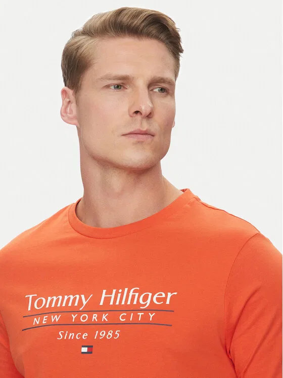 Футболка regular fit Center Stack Tommy Hilfiger, оранжевый — фото 4