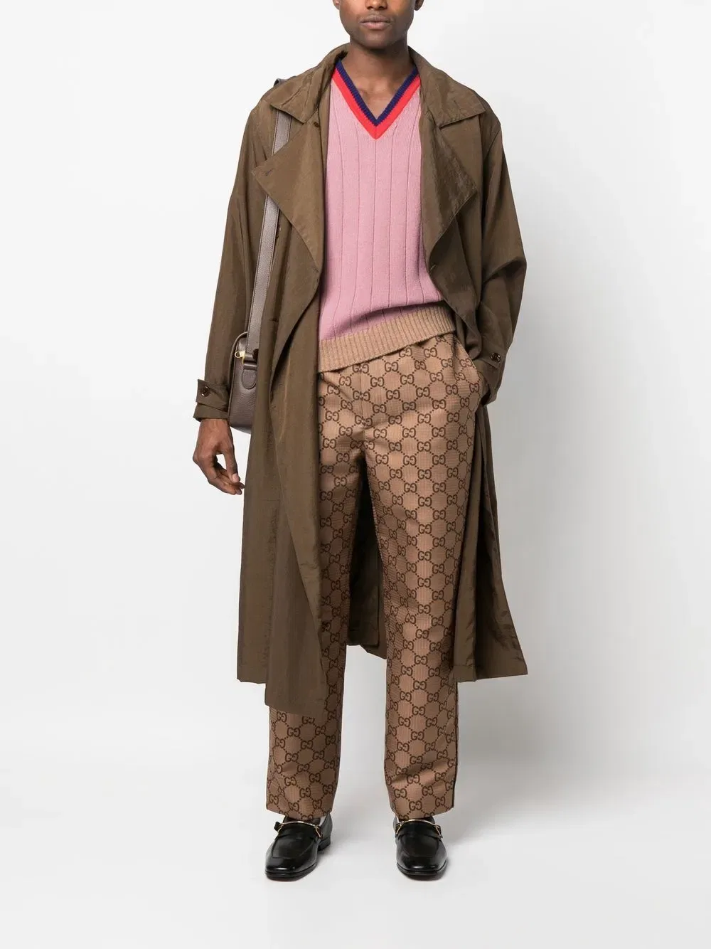Брюки Gucci GG из рипстопа, укороченные, коричневый — фото 2