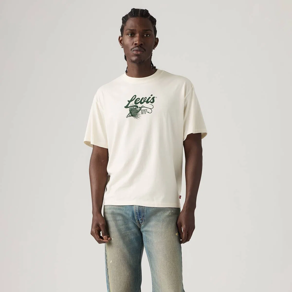 Футболка свободного кроя с графическим принтом Levi's, Fish Hook Egret - White — фото 3