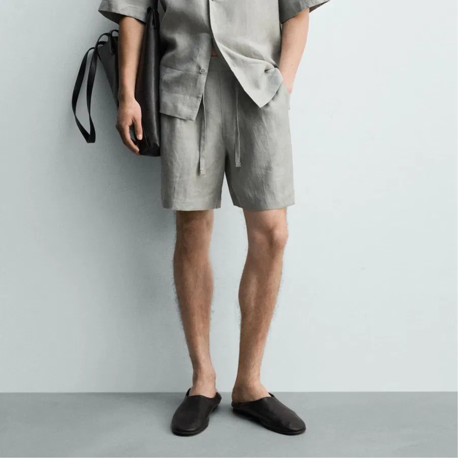 Мужские шорты Casual Light Gray ZARA, Light Gray — фото 4