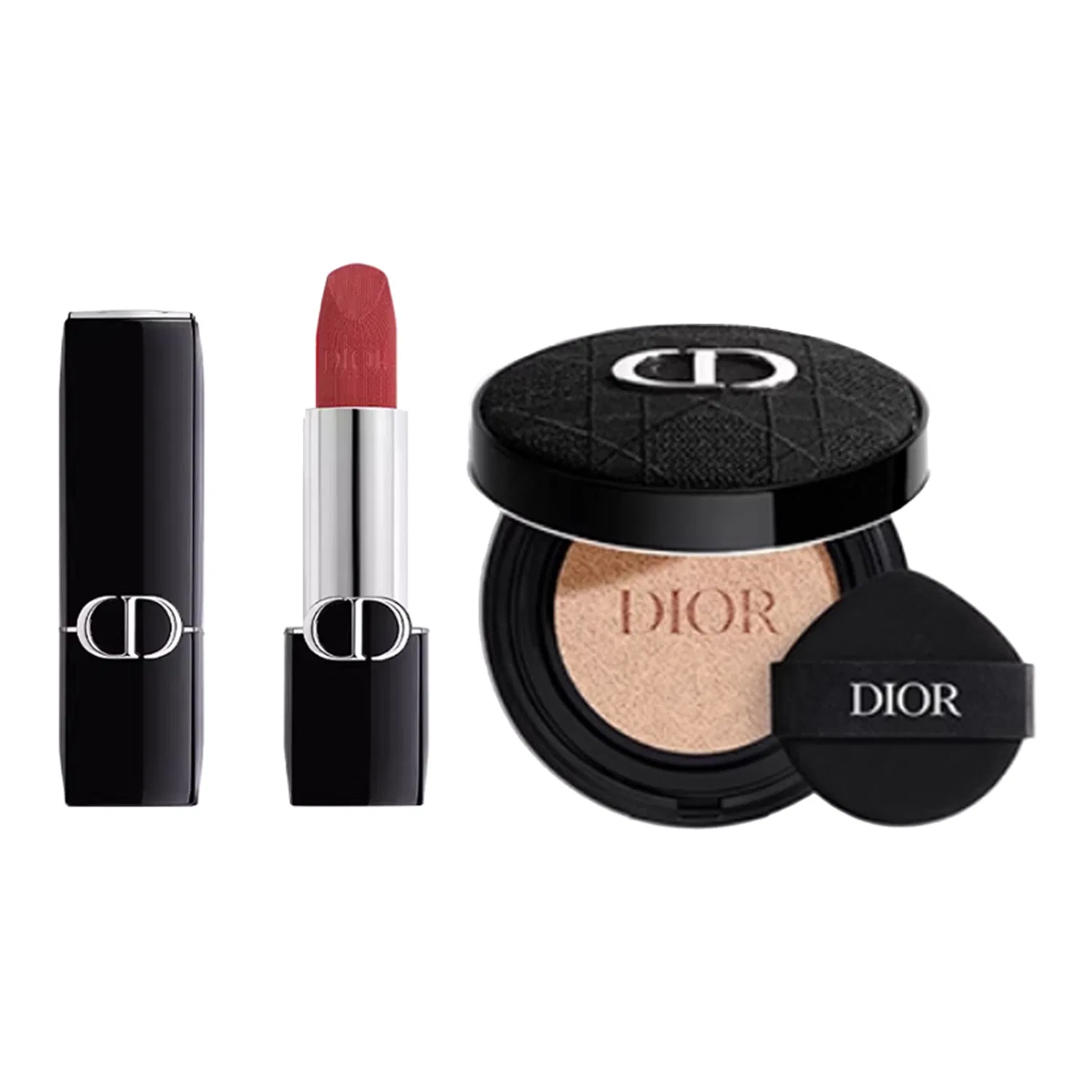 Женский набор для макияжа с помадой и тональным кремом DIOR, Vivid Blue Gold Lipstick Lock, Red
