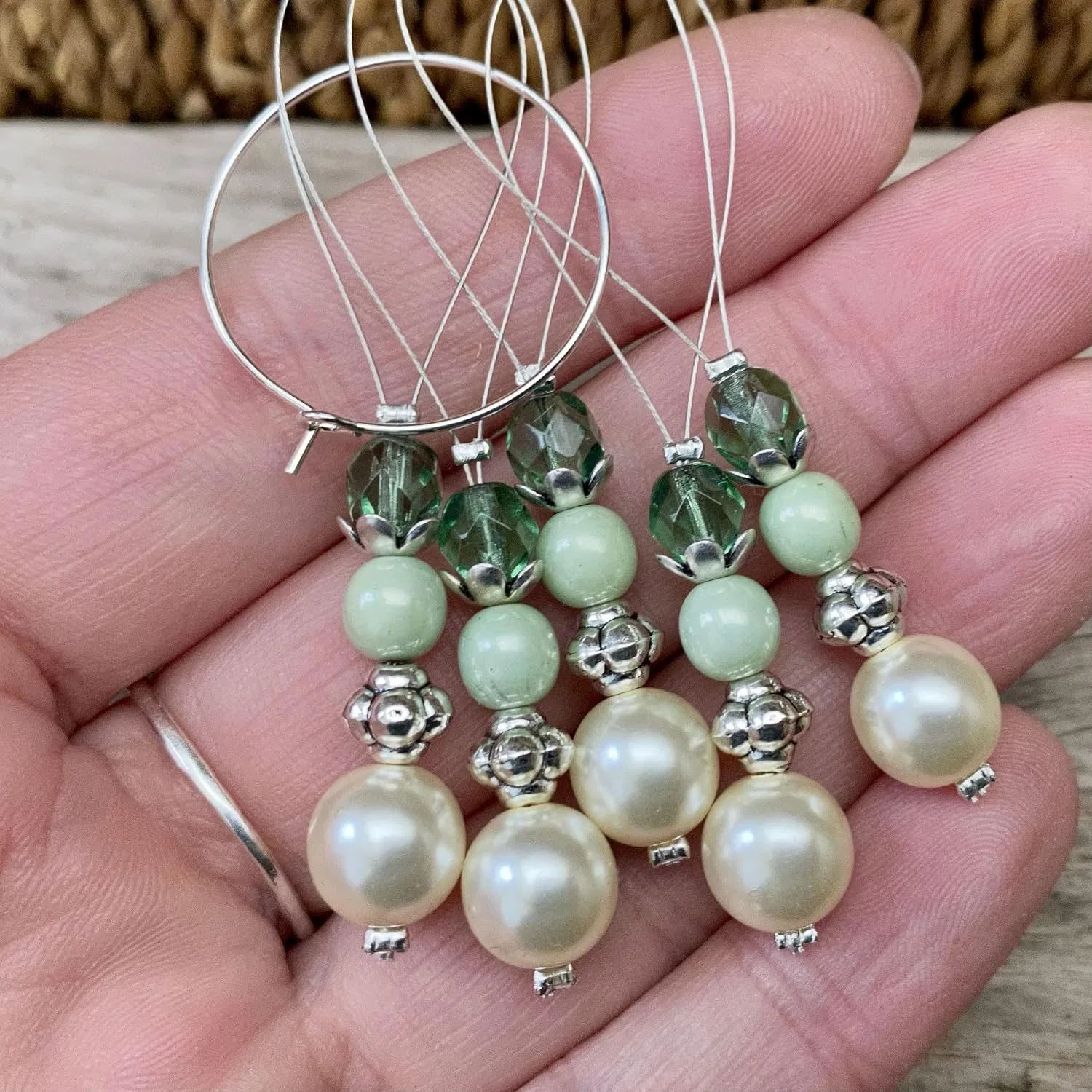Набор маркеров для вязания, Bohemian Glass Beads, 5 шт, Mint Cream Emerald Generic — фото 2