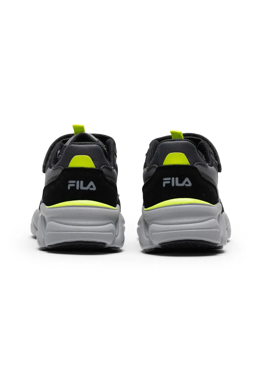 Обувь Recade на липучках, детская, унисекс - кроссовки Fila, Black-Acid Lime — фото 4