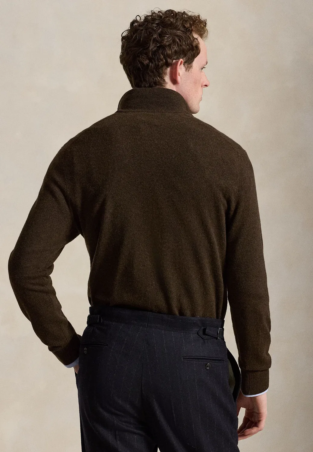 Шерстяной свитер с застежкой-молнией на четверть длины Polo Ralph Lauren, Cinnamon Brown Heather — фото 3