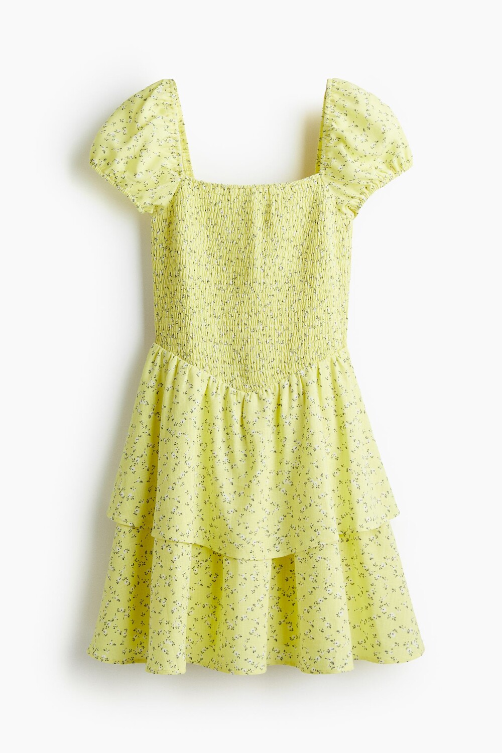 

Платье H&M Tiered-skirt Smocked, желтый