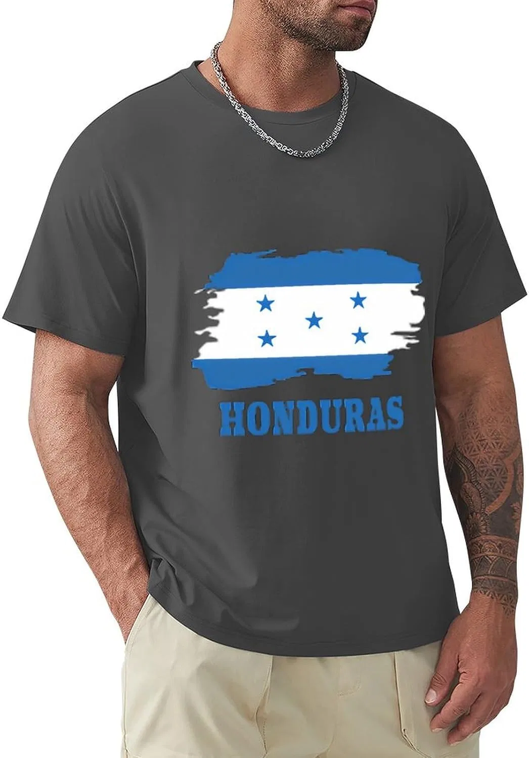Мужская футболка поло с принтом Honduras Map Flag, Dark Gray