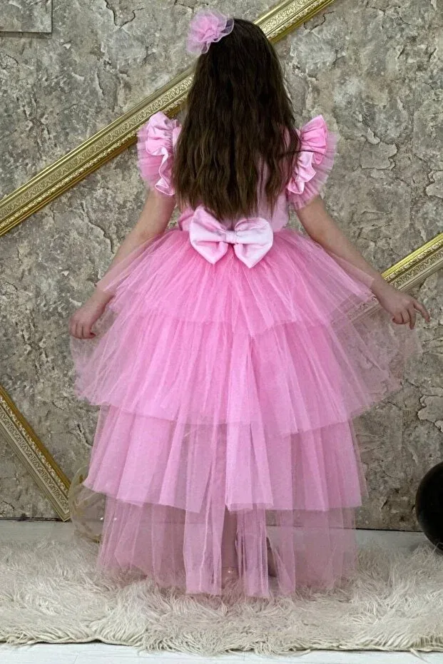 Детское платье для девочек с принтом Elsa katkat style party dress pink aby735 Abiyekids, Pink — фото 3