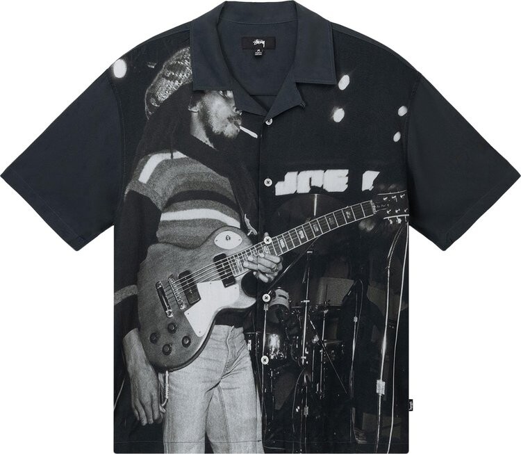 

Рубашка Stussy Bob Marley Open Collar Shirt 'Black', черный