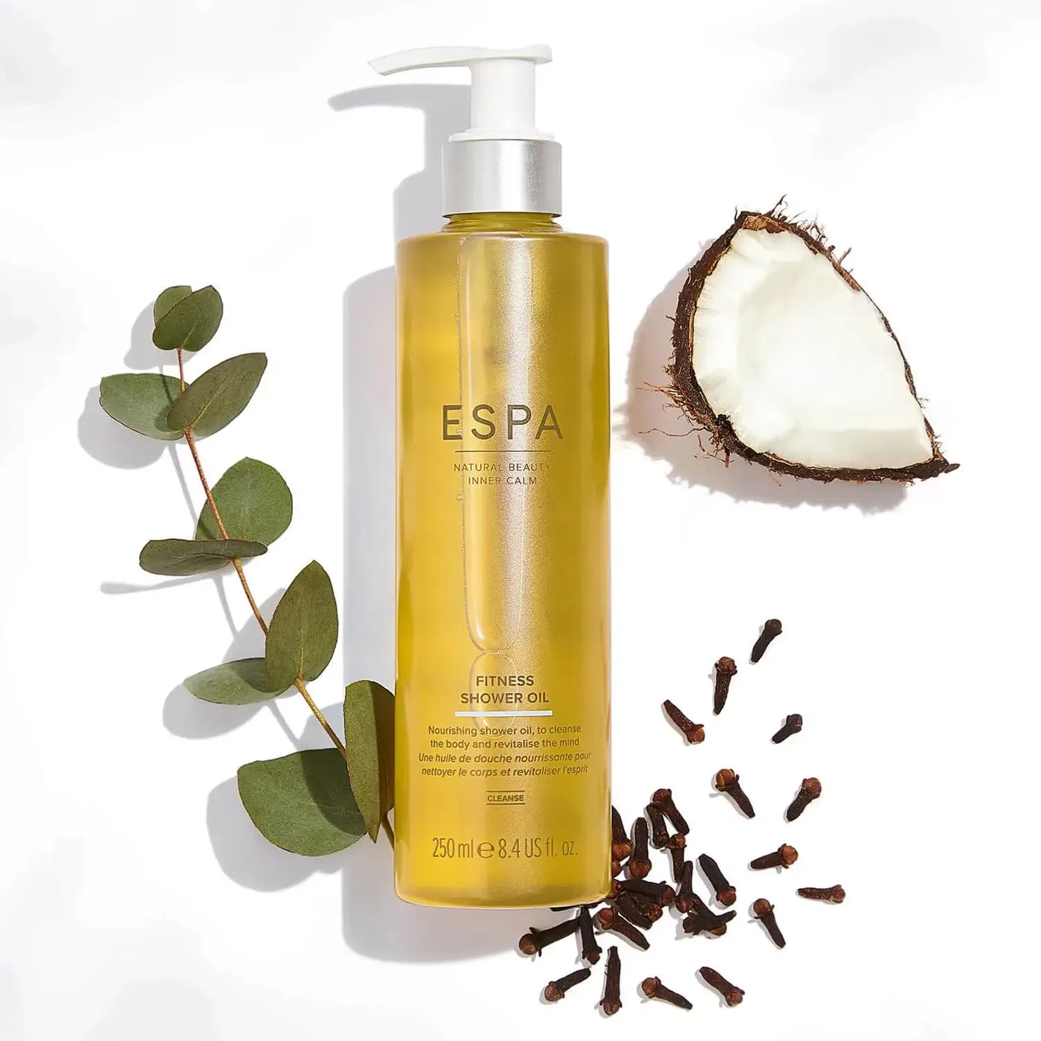 Масло для душа Fitness Shower Oil, ESPA, 250 мл, Eucalyptus, Clove Bud, Peppermint & Rosemary — фото 2