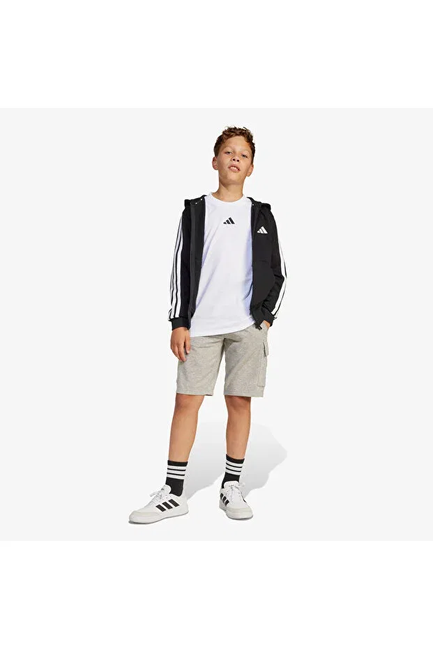 Детский спортивный костюм для девочек с капюшоном Essentials Full Zip Kids Black Tracksuit Top Adidas — фото 2