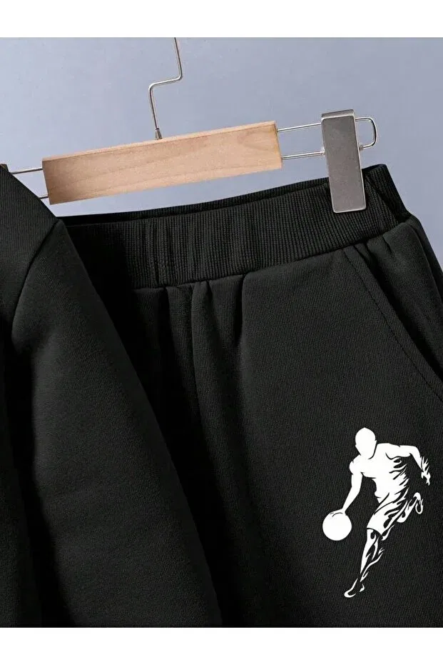 Детский спортивный комплект для девочек с принтом Basketball Svart Wear, Black — фото 4