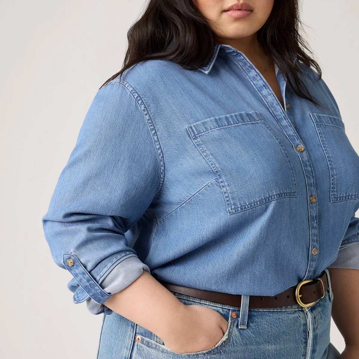 Рубашка с длинными рукавами Aspen Utility (большой размер) Levi's, Midtown Blue - Medium Wash — фото 2