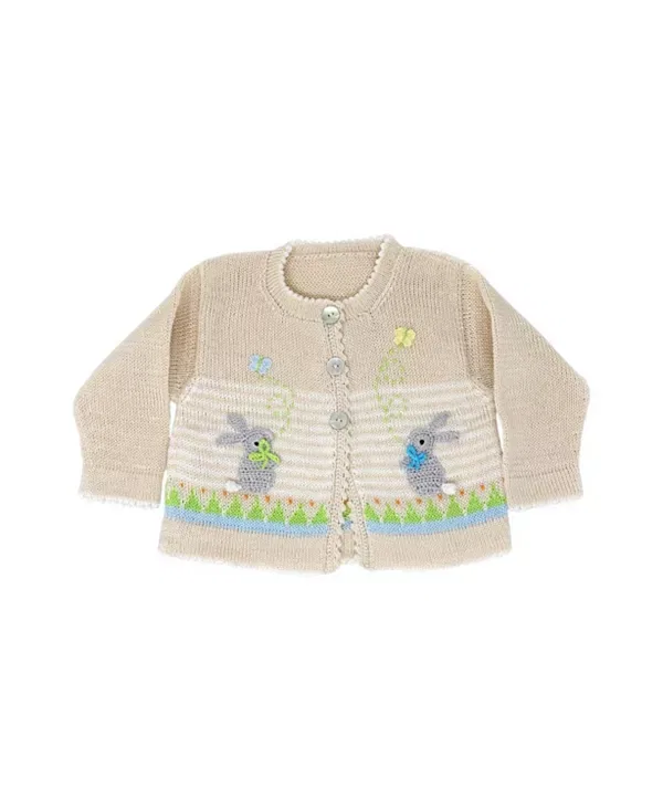 Детский свитер с аппликацией кролика Melange Collection, Light Beige