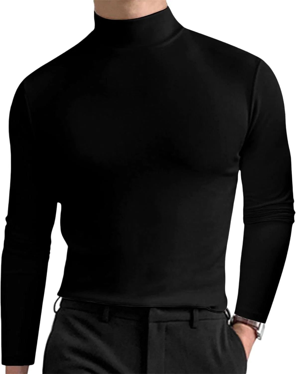 Мужская водолазка slim fit с высоким воротом, Black