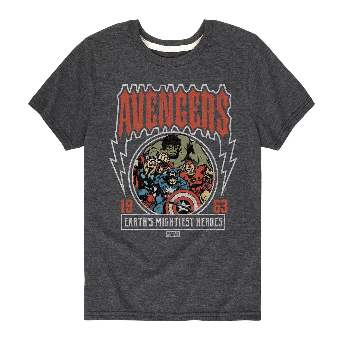 Детская футболка с принтом Avengers Band Tee Style Marvel, Heather Charcoal
